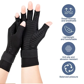1 пара компрессионных перчаток при компрессионном артрите, противоскользящие, дышащие, при артрите запястного канала, остеоартрите, перчатки без пальцев