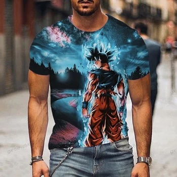 2023 Dragon Ball Z Негабаритная Мужская футболка Мужская футболка Тренд Goku Детская Одежда Vegeta С коротким рукавом 2023 Рубашки 110-6XL