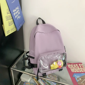 2023 Новая женская сумка для книг, сумка для книг большой емкости, простой и модный портативный рюкзак на молнии, повседневная милая однотонная сумка для девочек