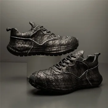 2023 новая мужская легкая роскошная кожаная брендовая обувь tide, модный тренд, дышащая британская обувь для отдыха и спорта, обувь для папы