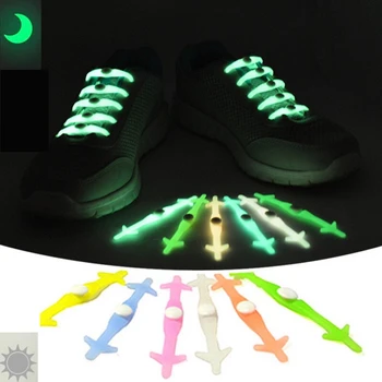 2023 Новый Luminou Без Галстука Силиконовые Шнурки Для Обуви Light up Flash Partys Шнурки Для Обуви Светящиеся Шнурки Для Обуви Ленивые 12 шт./компл. Кружева L3