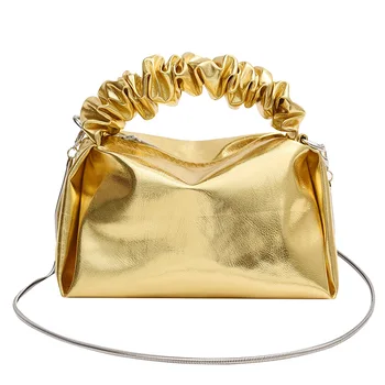 2023 Роскошный дизайн, Золотые, Серебристые Женские кожаные сумки и портмоне, модные сумки через плечо для женщин, сумки через плечо