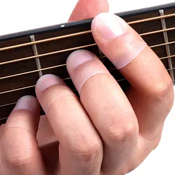 4шт Ультратонкий протектор для кончиков пальцев левой гитары, силиконовый чехол для защиты пальцев