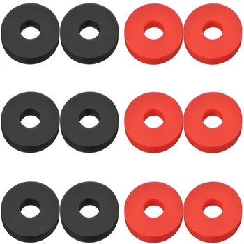 6 Комплектов аксессуаров для гитары с 2 цветными лентами, силиконовой пряжкой от падения Word (черный + красный)
