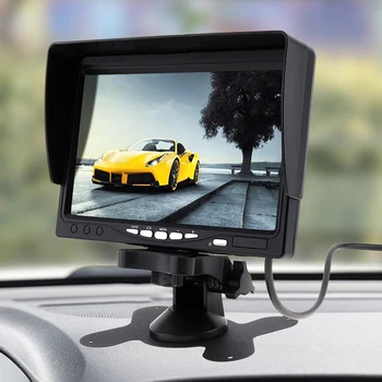 7-дюймовый монитор камеры заднего вида автомобиля 12V/24V HD LCD Резервный автомобильный монитор 1024X600 Парковочная камера, вращающаяся с солнцезащитным козырьком