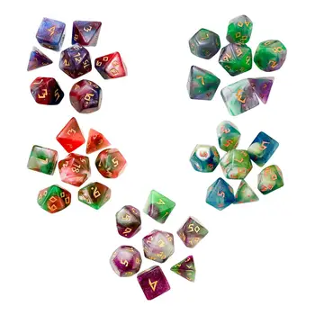 7 Штук Многогранных кубиков Ярких цветов из акрила D4 D6 D8 D10 D12 D20 для развлечений на вечеринке, Игрушка для ролевых игр, Настольная игра в подарок