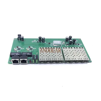 8 оптоволоконных коммутаторов SFP 2 RJ45 Gigabit Ethernet PCBA плата Медиаконвертера 10/100/1000m 8F2e
