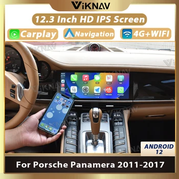 Android 12 Головное Устройство Для Porsche Panamera 2011-2017 12,3-Дюймовый Автомобильный Радиоприемник Авто Стерео GPS Навигация Мультимедийный Плеер Carplay