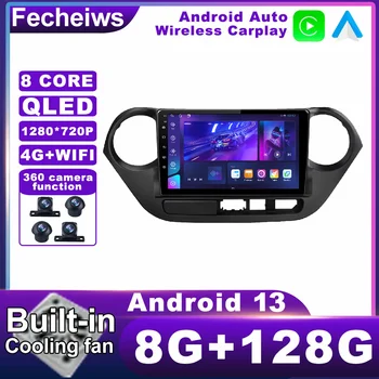 Android 13 Для Hyundai Grand I10 2013-2016 Автомобильный Радиоприемник AHD QLED DSP Видео Стерео 4G LTE Навигация GPS BT Мультимедиа Без 2din