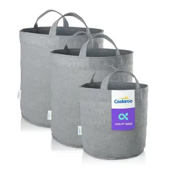 Coolaroo, 3 упаковки маленьких, средних и больших ящиков для утилит и хранения с усиленными ручками, серый цвет стали