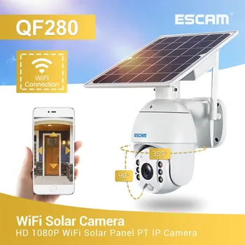 ESCAM QF280 Версия Wifi с разрешением 1080p, Солнечная камера безопасности, наружное наблюдение, водонепроницаемая камера видеонаблюдения, Умный дом с двусторонним голосом