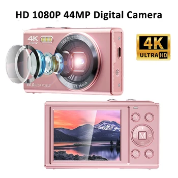 Hd 1080P Цифровая Камера 44MP Компактные Камеры 2,4 Дюйма Перезаряжаемая Цифровая Камера с 16-кратным Цифровым Увеличением для Девочек в Подарок