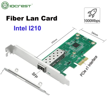 IOCREST Intel 210 PCIe x1 Fibe 1000 Мбит/с Lan Card Игровой Адаптер PCI Express 1G Однопортовый Гигабитный Сетевой Адаптер для Настольного Сервера