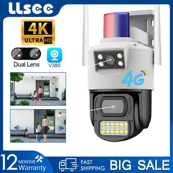 LLSEE V380 Pro опционально WIFI 4G 4K 8MP sim наружная беспроводная камера ВИДЕОНАБЛЮДЕНИЯ 360-градусная наружная камера цветного ночного видения
