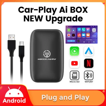 MEKEDE & Navifly 2023 НОВЫЙ Android AI BOX Беспроводной Carplay Android Auto Для всех автомобилей Android 8.1 Встроенный YouTube Netflix WIFI BT