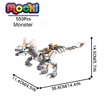 MOC1124 553шт Серия ужасов MOC Horizon Mech Monster Velociraptor Строительный блок Развивающие Игрушки для детей Подарок Друзьям Сделай САМ