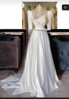 Msikoods Элегантные свадебные платья Винтажные кружевные женские С длинными рукавами в складку Винтажное свадебное платье Женское свадебное платье