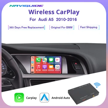 NAVIGUIDE, подключенный к беспроводному CarPlay Android Auto для Audi A5 2010-2016, с функциями воспроизведения в автомобиле AirPlay Mirror Link