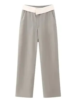 XEASY 2023 НОВЫЕ летние Женские однотонные украшения с карманами на молнии, повседневная винтажная уличная одежда, прямые брюки