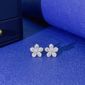 YM2023 Белые бриллианты из белого золота 18 карат, натуральные белые бриллианты 0,16 карата, женские серьги-гвоздики для женщин, изысканные серьги