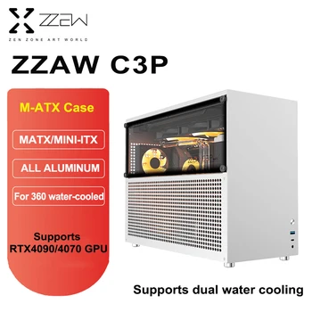 ZZAW C3P Полностью Алюминиевый Корпус MATX Из Бокового Закаленного Стекла RTX4090/4070 Графический Процессор Для Двойного Водяного Охлаждения 360 ° Блок Питания ATX Mini Chassis
