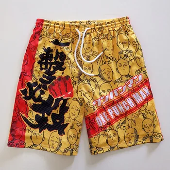 Аниме One Punch Man Шорты Сайтама Из ткани с проушинами Для Косплея Летние Пляжные Брюки
