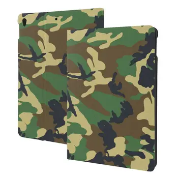 Армейский Зеленый Камуфляжный чехол для iPad 2022 10,5-10,2 Дюймов с держателем для Карандашей, Искусственная кожа, Тонкий, Ударопрочный, Автоматический режим сна/Пробуждения