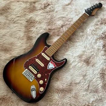 В наличии электрогитара Sunburst color Кленовый гриф высококачественная гитара ручной работы с 6 жалами guitarra