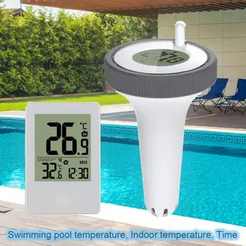 Внутренний наружный термометр с цифровым ЖК-дисплеем, часы с дистанционным управлением, термометр в режиме реального времени, подходит для бассейнов, прудов, спа-салонов