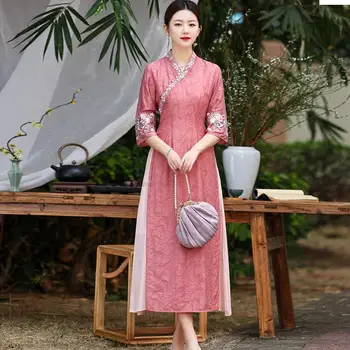 Восточное платье Китайское Традиционное Кружевное Вечернее платье Чонсам Qipao Dress Древнее Традиционное Элегантное Вечернее Платье Qipao HS49