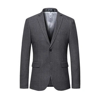 Высококачественный Серый Деловой Приталенный костюм с пуговицами в полоску, мужской Пиджак для похудения, Повседневная Мода, Смокинг Жениха, Блейзер, пальто 6XL