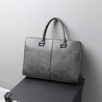 Деловые кожаные мужские портфели, сумки большой емкости, офисная мужская сумка через плечо, модные 14-дюймовые сумки для ноутбуков
