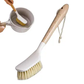 Деревянная щетка для кастрюли с длинной ручкой, щетка для мытья посуды и миски, Практичные Подвесные Инструменты для чистки кухни с Антипригарным маслом