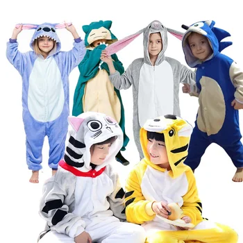 Детский комбинезон Кигуруми, Детская пижама для всего тела, Цельная пижама для девочек и мальчиков с героями мультфильмов, Аниме-комбинезон, костюм для косплея на Хэллоуин