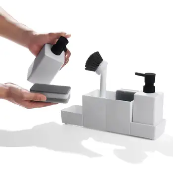 Дозатор мыла для столешницы с держателем губки, держатель органайзера для хранения, нескользящий