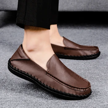 Дышащая мужская повседневная обувь коричневого цвета в стиле ретро, походные кроссовки, Мужская рабочая кожаная обувь, Весенняя новая мужская обувь на шнуровке
