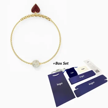 Женский браслет-цепочка в виде сердца, красное украшение, модные роскошные ювелирные изделия, подарки, новая коллекция