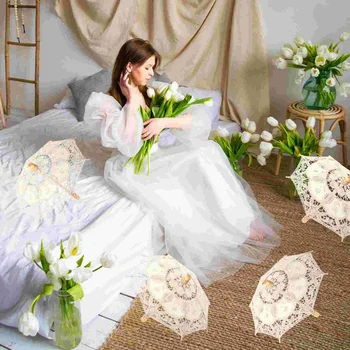 Зонт для девочек Кружевной Зонтик Элегантный Декор Фата Декоративная Отделка Аксессуара для костюма невесты