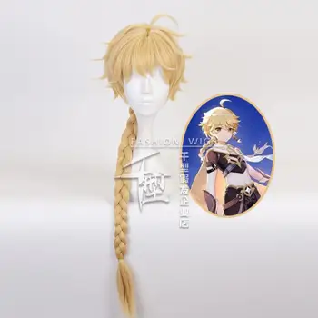 Игровой парик для косплея Genshin Impact Aether с длинной оплеткой из термостойких синтетических волос, мужские парики для ролевых игр на Хэллоуин