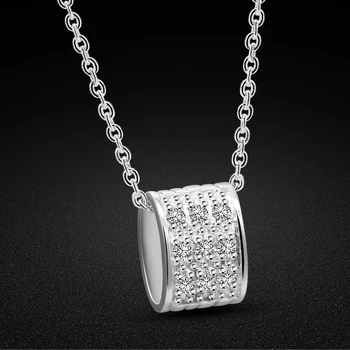 Классическое ожерелье из чистого серебра 925 пробы, женская подвеска в виде круга, набор фианитов, колье-цепочка Rolo, 16-20 дюймов, благородный подарок
