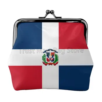 Кожаный кошелек с принтом флага Доминиканской Республики, мешочек для мелочи с застежкой Kiss-Lock, Кошелек с пряжкой, Подарки для женщин