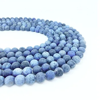 Круглый Натуральный драгоценный камень 6-12 мм, Матовые синие бусины Dumortierie Stone, Свободные бусины 