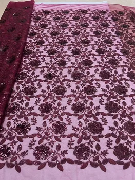 Кружевная ткань с африканскими блестками, 2023 г. Высококачественный кружевной материал с вышивкой, Нигерийская Французская кружевная ткань в сетку для свадебного платья