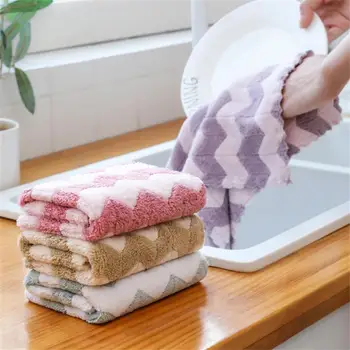 Кухонные полотенца из кораллового флиса, суперпоглощающая чистящая ткань, Тряпичные полотенца для мытья посуды, Влажная и сухая салфетка для мытья посуды