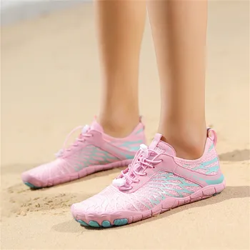 Летние модные дышащие кроссовки на плоской шнуровке, легкие противоскользящие спортивные сандалии, уличная пляжная повседневная женская обувь