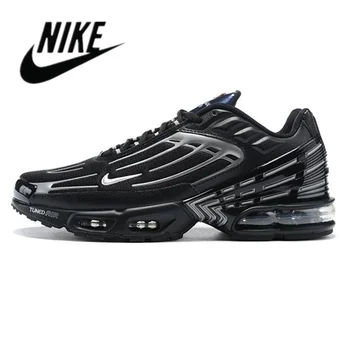 Лидер продаж Nike Air Max TN PLUS 3 Новые серебристо-черные уличные дышащие Удобные кроссовки Женские Мужские кроссовки для бега
