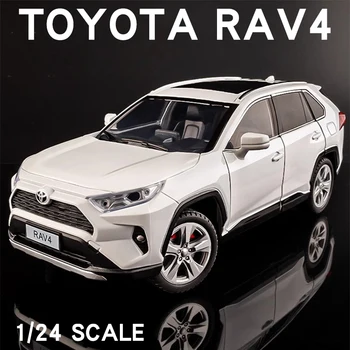 Масштаб 1/24 Toyota RAV4 Модель Внедорожника Toyota RAV4, Металлическая Модель Автомобиля, Изготовленная на заказ, Коллекция Звуковых И Световых Игрушек Для Детей, Подарок Для Мальчиков