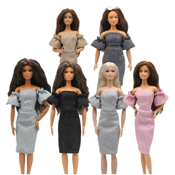 Модная одежда, блестящее платье для куклы Барби, принцессы, офисное вечернее платье, наряды для кукол 1/6 BJD, аксессуары для кукол, детские игрушки