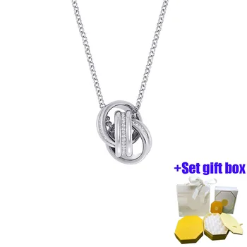 Модное и очаровательное ювелирное ожерелье с серебряной цепочкой на ключицу с двойным кольцом, подходящее для красивых женщин, бесплатная доставка