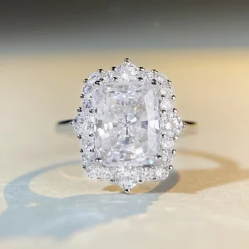 Модное роскошное классическое кольцо ZC с кубическим цирконием изумрудной огранки, женское серебряное кольцо, кольца 925 пробы, разноцветные квадратные кольца с цирконием.